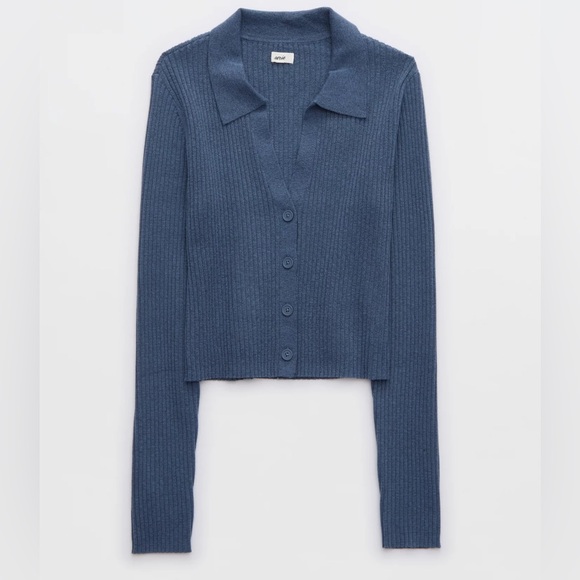 aerie Tops - Aerie - Ribbed Gotta Jet Knit Top - Blue